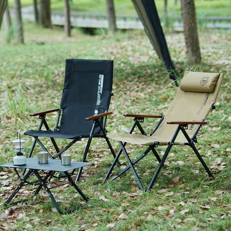 Outdoor Furniture Lounge Chair - Folding High Back Beach Camping Chair