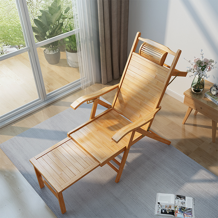 Outdoor Furniture Lounge Chair - Lightweight Modern Design Bamboo Folding Lounge